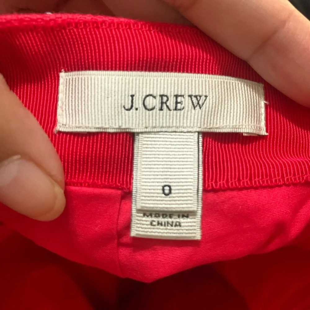 J Crew Mini Skirt Pink Red‎ Scalloped Floral Lace Trim Size 0 100% Cotton